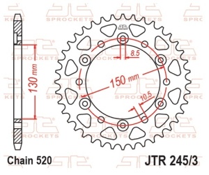 Kit de lant EK - Auriu lant 520 MVXZ, X-Ring, pinion fata JT cauciucat, foaie spate JT pentru HONDA FMX 650 2005-2007 - Img 6