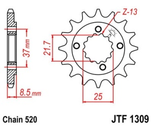 Pinion fata JT JTF 1309-13 13T, 520 - Img 2