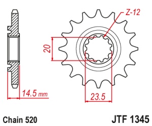 Pinion fata JT JTF 1345-13RB 13T, 520 rubber cushioned - Img 2