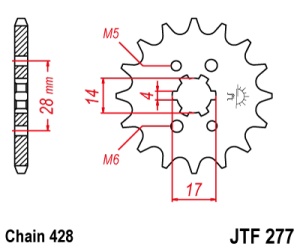 Pinion fata JT JTF 277-14 14T, 428 - Img 2