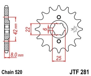 Pinion fata JT JTF 281-13 13T, 520 - Img 2