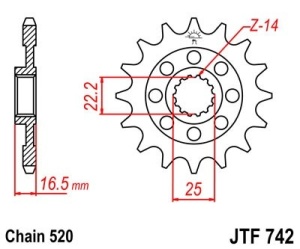 Pinion fata JT JTF 742-15 15T, 520 - Img 2