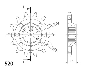 Pinion fata SUPERSPROX CST-1404:14 14T, 520 - Img 2