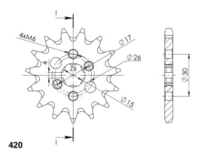 Pinion fata SUPERSPROX CST-252:14 14T, 420 - Img 2