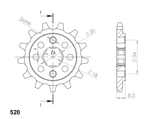 Pinion fata SUPERSPROX CST-270:14 14T, 520 - Img 2