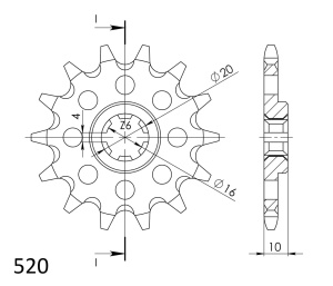 Pinion fata SUPERSPROX CST-411:13 13T, 520 - Img 2