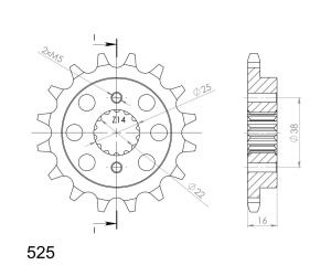 Pinion fata SUPERSPROX CST-740:15 15T, 525 - Img 2