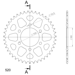 Rear ALU sprocket SUPERSPROX RAL-478:43-BLK Negru 43T, 520 - Img 2