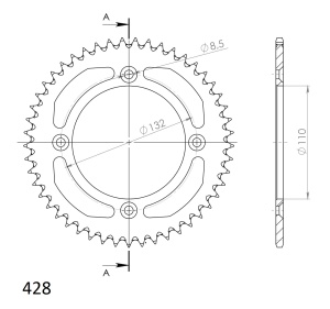 Rear ALU sprocket SUPERSPROX RAL-898:49-BLK Negru 49T, 428 - Img 2