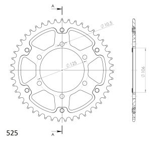 Rear sprocket SUPERSPROX STEALTH RST-2012:47-GLD auriu 47T, 525 - Img 2