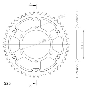 Rear sprocket SUPERSPROX STEALTH RST-480:45-GLD auriu 45T, 525 - Img 2