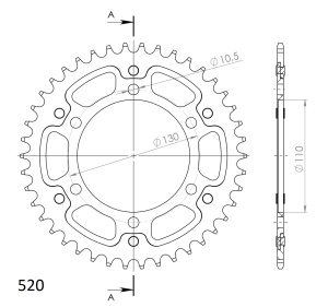 Rear sprocket SUPERSPROX STEALTH RST-486:42-GLD auriu 42T, 520 - Img 2