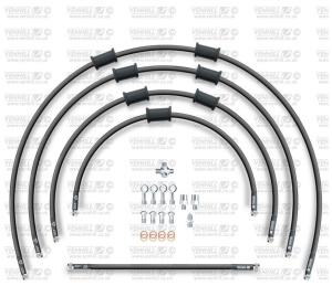 STANDARD Front brake hose kit Venhill POWERHOSEPLUS SUZ-11003F-BK (5 conducte in kit) Black hoses, chromed fittings - Img 1