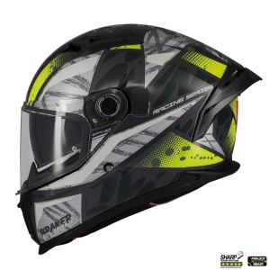 Casca MT Braker SV Fury C6 gri galben lucios, vedere frontala cu viziera inchisa