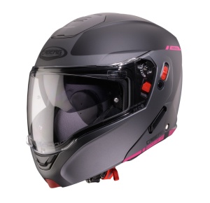 Casca modulabila (flip-up) Caberg model Horus X Ray L9 negru/gri/fuchsia (roz) mat Pinlock ready - lentila Pinlock inclusa