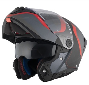 Casca modulabila MT Atom 2 SV Emalla B15 gri/rosu mat (ochelari soare integrati) Pinlock Ready - tip viziera: MT-V-35 - Img 7