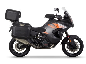 Complete set of black aluminum cases SHAD TERRA, 48L topcase + 36L side left case / 47L side right case, including mounting kit and plate SHAD KTM Super Adventure 1290 (R, S) - Img 1