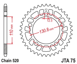 Foaie spate ALU JT JTA 75-44BLK 44T, 520 Negru - Img 2