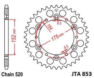 Foaie spate ALU JT JTA 853-49 49T, 520 - Img 2