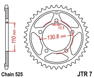 Foaie spate JT JTR 7-46ZBK 46T, 525 Black Zinc - Img 2