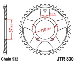 Foaie spate JT JTR 830-46 46T, 532 - Img 2