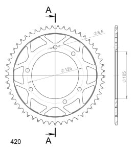 Kit de lant D.I.D Chain - Argintiu chain 420 D, Non-sealed, CHK front sprocket SUPERSPROX, CHK rear sprocket SUPERSPROX pentru APRILIA RX 50 2006-2016 - Img 5
