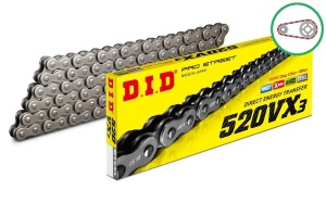 Kit de lant D.I.D Chain - Argintiu lant 520 VX, X-Ring, pinion fata JT, foaie spate JT pentru HUSQVARNA TE 410 / E 1999 - Img 1