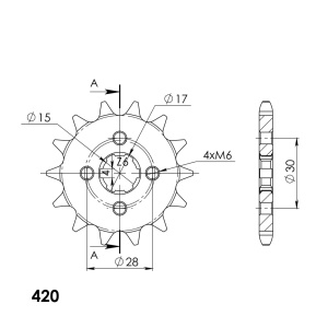 Kit de lant EK - Argintiu chain 420 DEH, Non-sealed, CHK front sprocket SUPERSPROX, CHK rear sprocket SUPERSPROX pentru HONDA CR 80 R / RB 1985 - Img 3