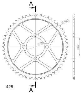 Kit de lant EK - Argintiu chain 428 DEH, Non-sealed, CHK front sprocket SUPERSPROX, CHK rear sprocket SUPERSPROX pentru YAMAHA TT-R 125 2002-2010 - Img 4