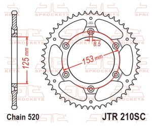 Kit de lant EK - Argintiu chain 520 MRD, Non-sealed, CHK front sprocket JT, CHK rear sprocket JT pentru BETA RR 400 2013-2016 - Img 6