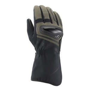Manusi barbati Touring/Adventure Mid-season textil/piele Ixon model Drizzle MS culoare: khaki/negru – degete tactile (manusi lungi)