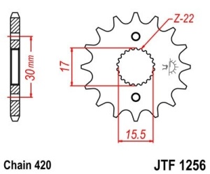 Pinion fata JT JTF 1256-14 14T, 420 - Img 2