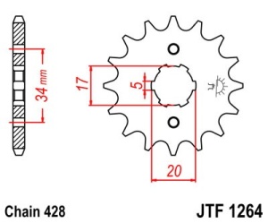 Pinion fata JT JTF 1264-14 14T, 428 - Img 2