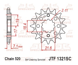 Pinion fata JT JTF 1321-13SC 13T, 520 Self Cleaning Lightweight - Img 3