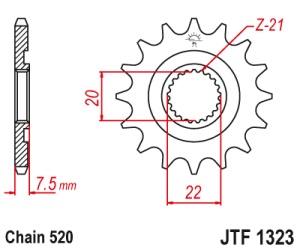 Pinion fata JT JTF 1323-13 13T, 520 - Img 2