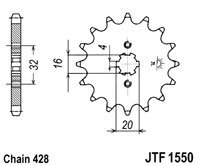 Pinion fata JT JTF 1550-14 14T, 428 - Img 2