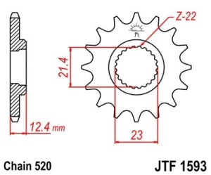 Pinion fata JT JTF 1593-14 14T, 520 - Img 2