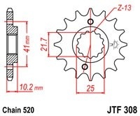 Pinion fata JT JTF 308-16 16T, 520 - Img 2