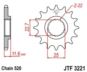 Pinion fata JT JTF 3221-11 11T, 520 - Img 2