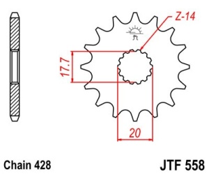 Pinion fata JT JTF 558-13 13T, 428 - Img 2