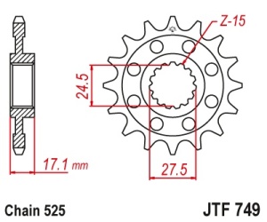 Pinion fata JT JTF 749-16 16T, 525 - Img 2