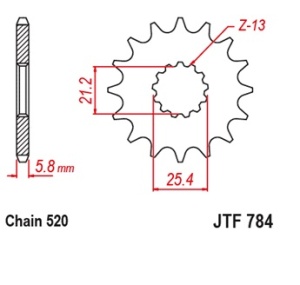 Pinion fata JT JTF 784-15RB 15T, 520 rubber cushioned - Img 2