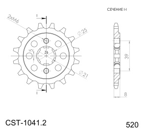 Pinion fata SUPERSPROX CST-1041:14 14T, 520 - Img 2