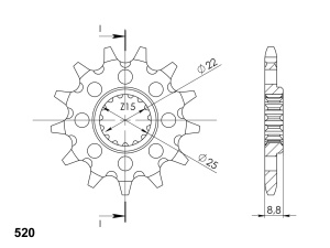 Pinion fata SUPERSPROX CST-1901:15 15T, 520 - Img 2