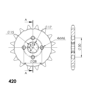 Pinion fata SUPERSPROX CST-253:16 16T, 420 - Img 2