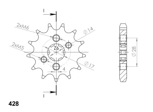 Pinion fata SUPERSPROX CST-277:14 14T, 428 - Img 2