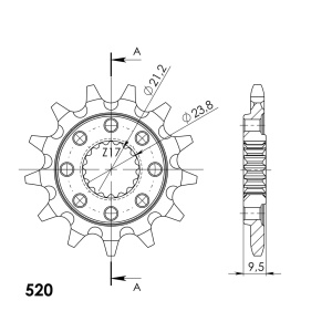 Pinion fata SUPERSPROX CST-284:13 13T, 520 - Img 2