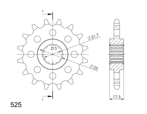 Pinion fata SUPERSPROX CST-297:15 15T, 525 - Img 2