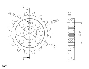 Pinion fata SUPERSPROX CST-314:16 16T, 525 - Img 2