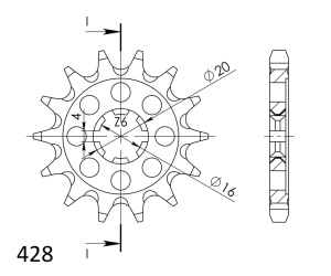 Pinion fata SUPERSPROX CST-555:14 14T, 428 - Img 2